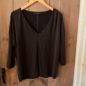 White House Black Market 3/4 Sleeve V-Neck Slate Gray Top